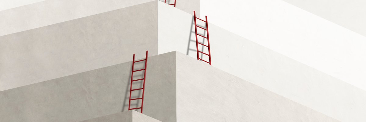 A series of ladders arranged at different heights.