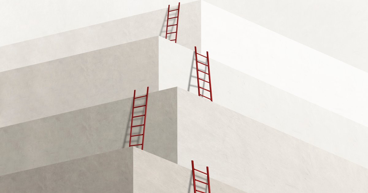 A series of ladders arranged at different heights.