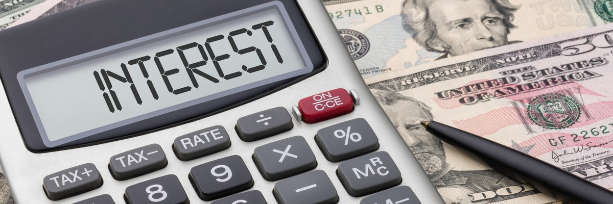 Interest spelled out on a calculator