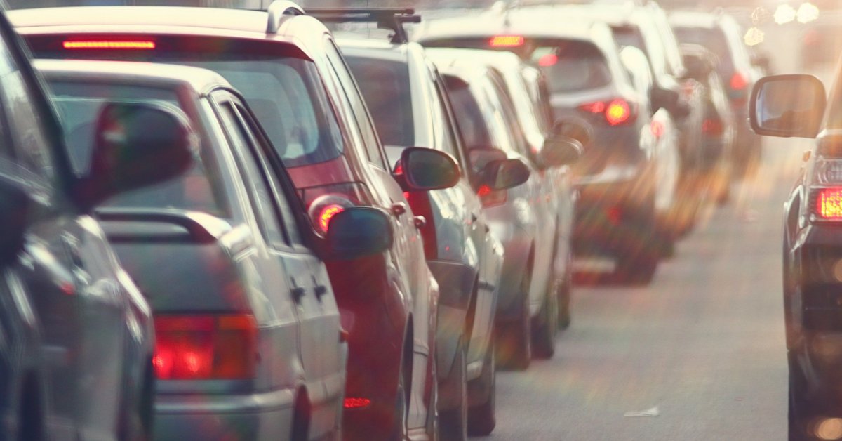 Bumper-to-bumper traffic.