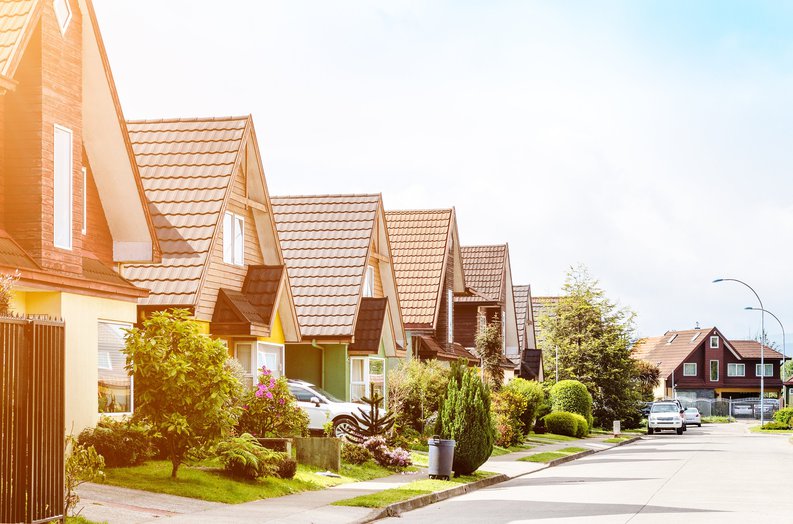Row of houses along a street.