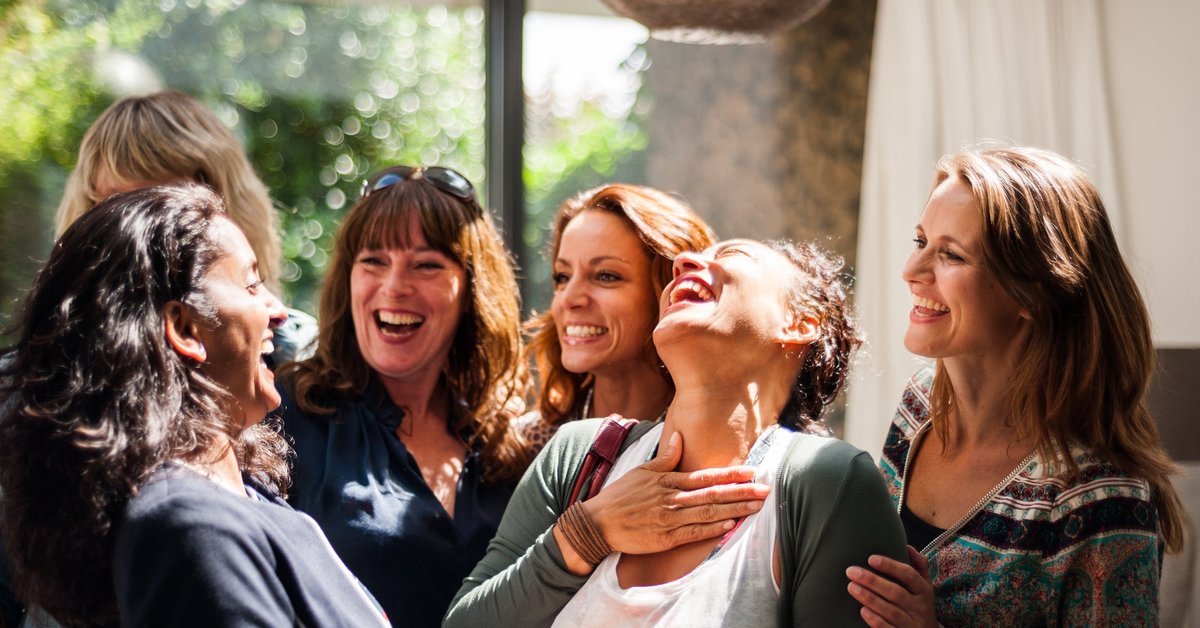 Group of women having an enjoyable interaction.