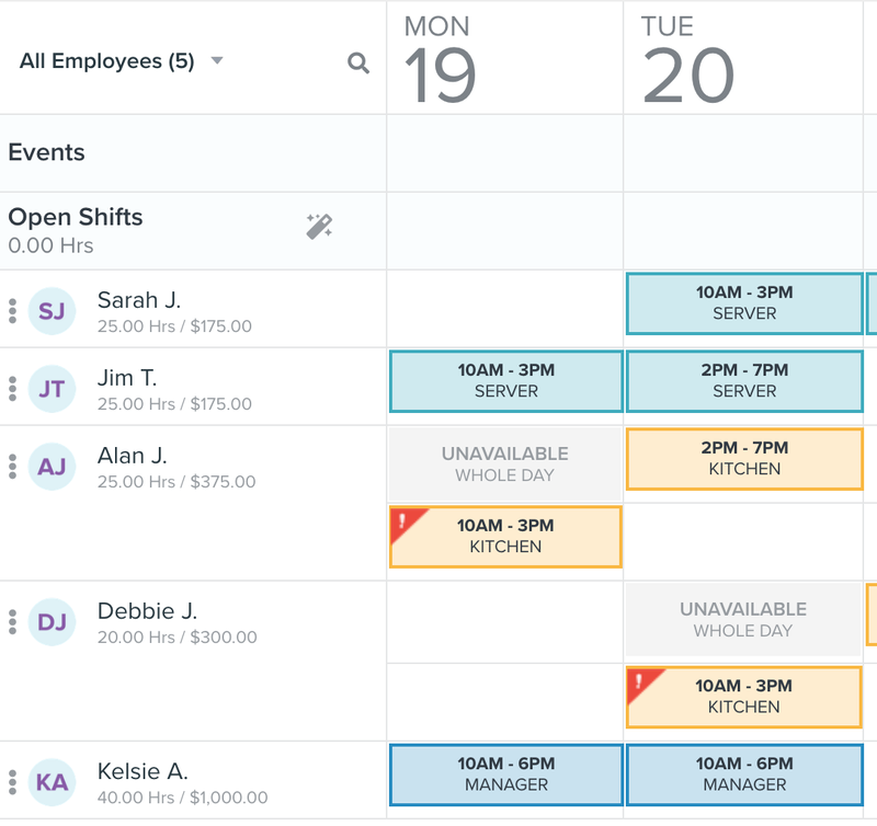 Homebase - Scheduling Conflicts