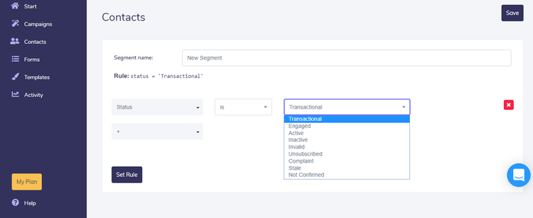 Elastic Email’s dynamic segmentation functionality.