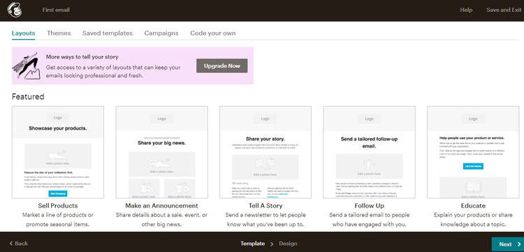 Mailchimp’s customizable email templates.