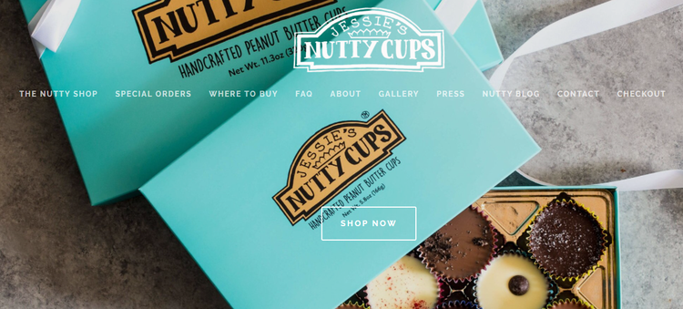 The website for Jessie's Nutty Cups.