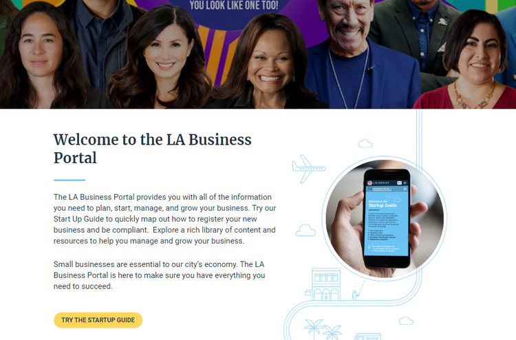 Screenshot of Los Angeles's business licensing portal.