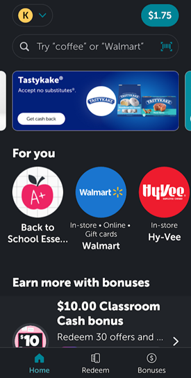 Ibotta screenshot home screen