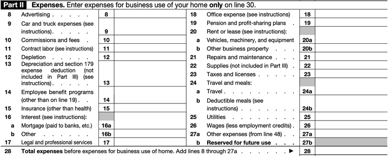 Part two of Form 1040 Schedule C, profit or loss from business.