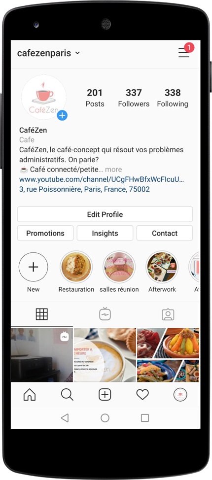 Instagram business page
