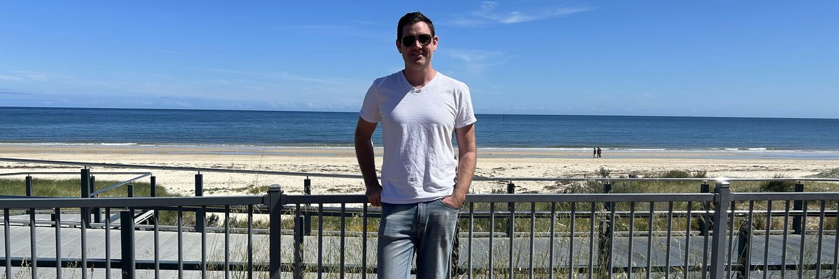 Author Joel O'Leary at Seacliff beach, South Australia