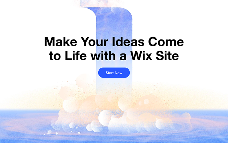End of Wix landing page continuing the imagery and a final button prompting the user to get started.