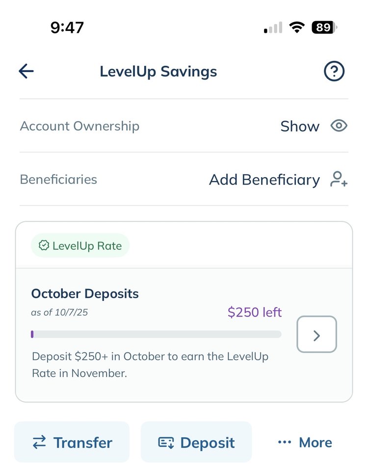 A screenshot of the LendingClub HYSA LevelUp rate.