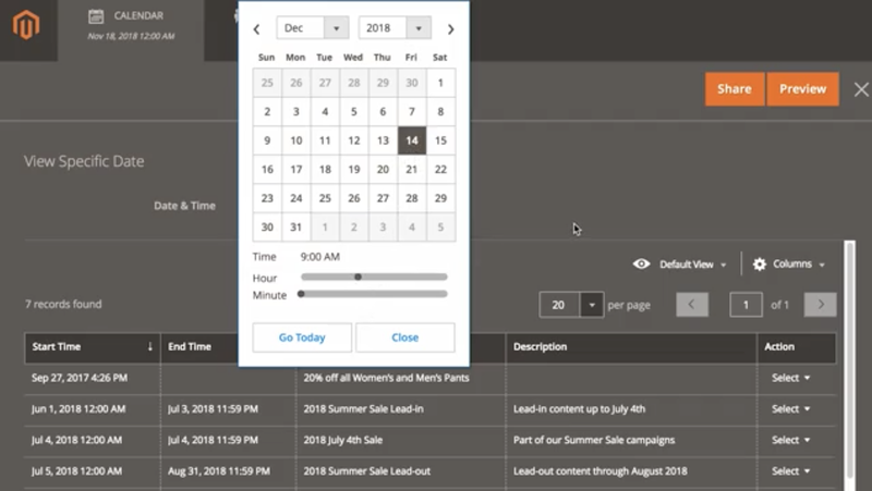 Magento calendar view to schedule future website updates, promotions, views, etc.