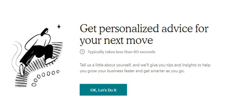Mailchimp promoting help and advice feature.