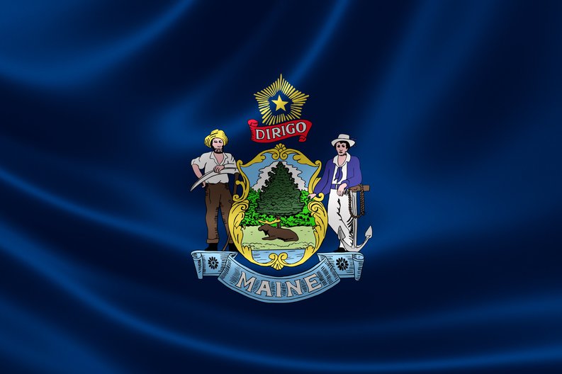 The state flag of Maine.
