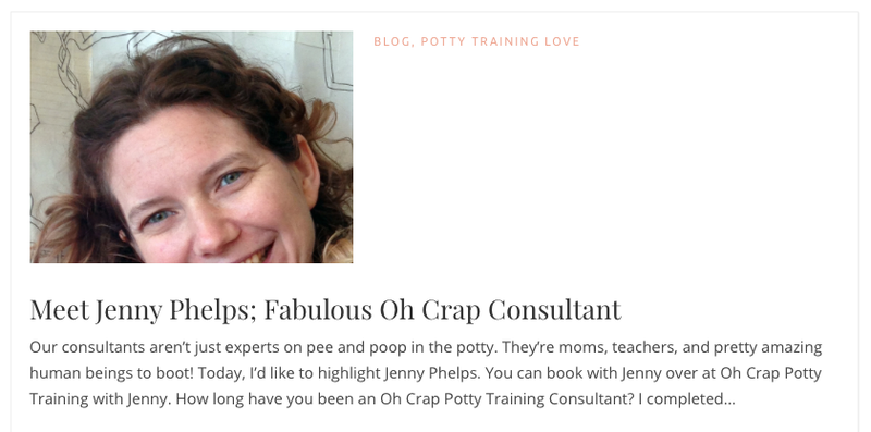 A bio about Jenny Phelps, a potty training consultant for the Oh Crap Potty Training program.
