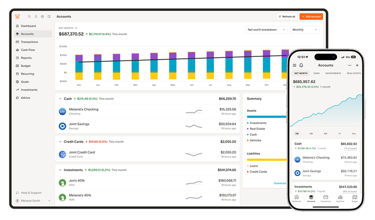 Monarch Money accounts tab