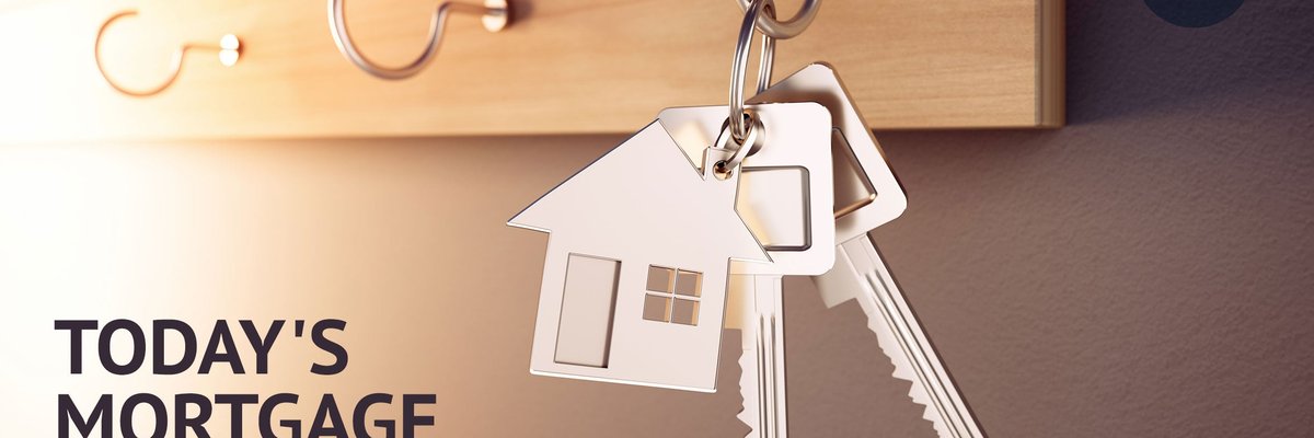 House keys hanging from a key hook with Today's Mortgage Rates graphic.