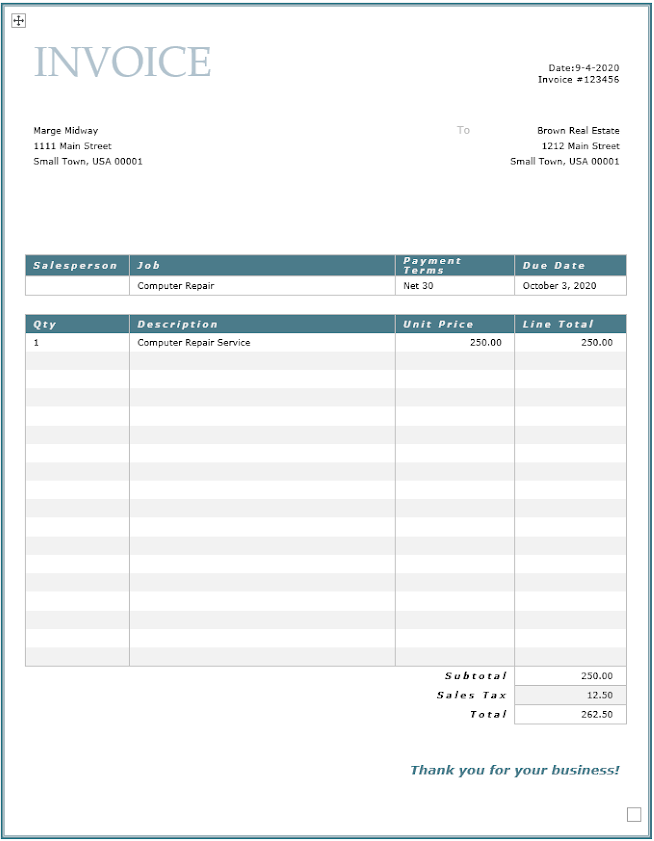 What is 30 days credit term?