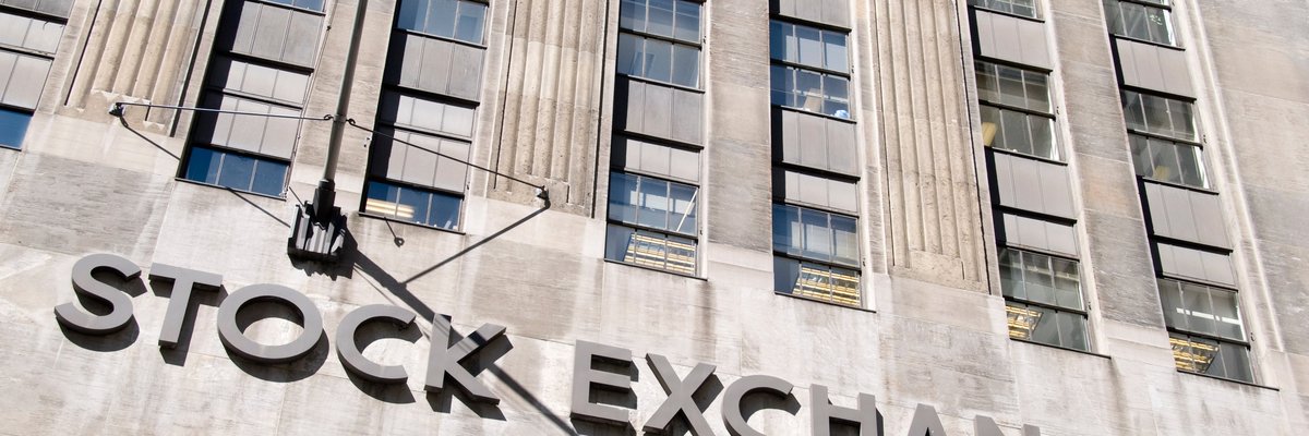 The exterior of the New York Stock Exchange building.