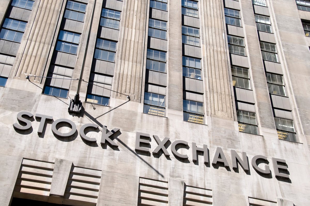 The exterior of the New York Stock Exchange building.