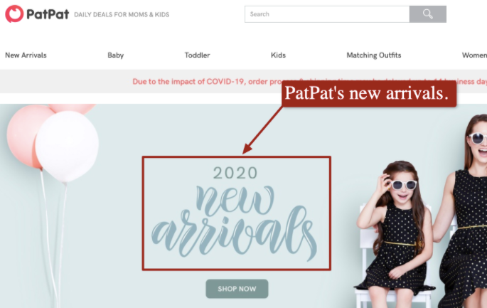 Patpat.com's Homepage