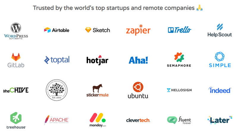 A screenshot of companies that use Jobspresso to post remote job opportunities, such as WordPress, monday.com, and GitLab.
