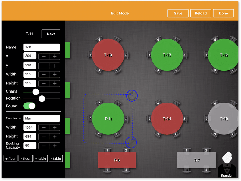 Lightspeed POS adjustable floor plans screen