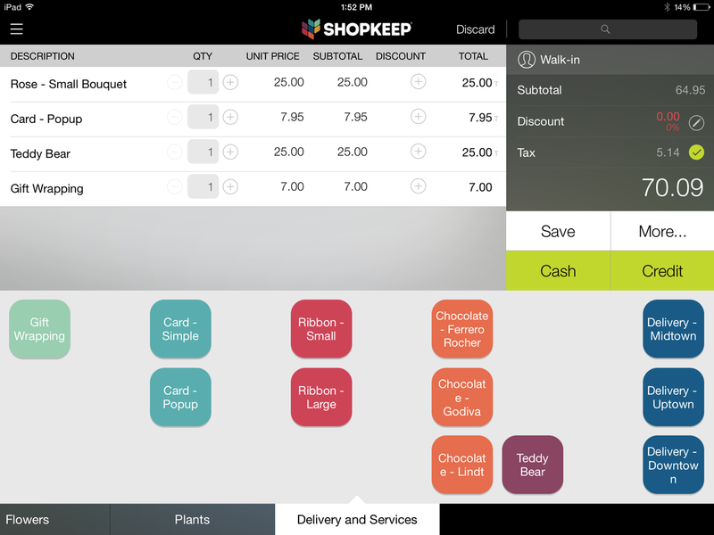 ShopKeep's order screen
