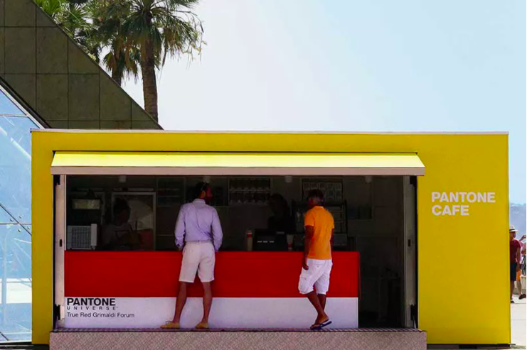 A colorful Pantone cafe on the beach.