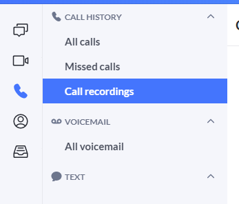 RingCentral’s call recordings within its Call History section.
