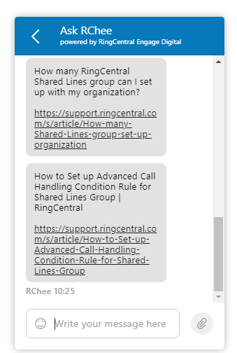 RingCentral’s customer support starts with a live chatbot.