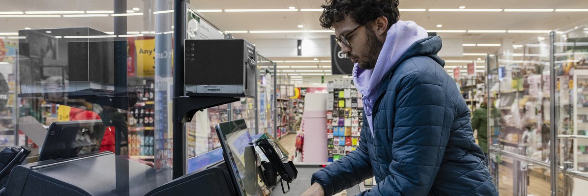 Shopper using self checkout