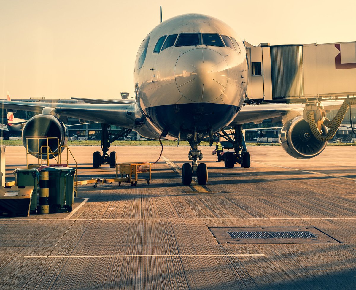 Airplane on runway.