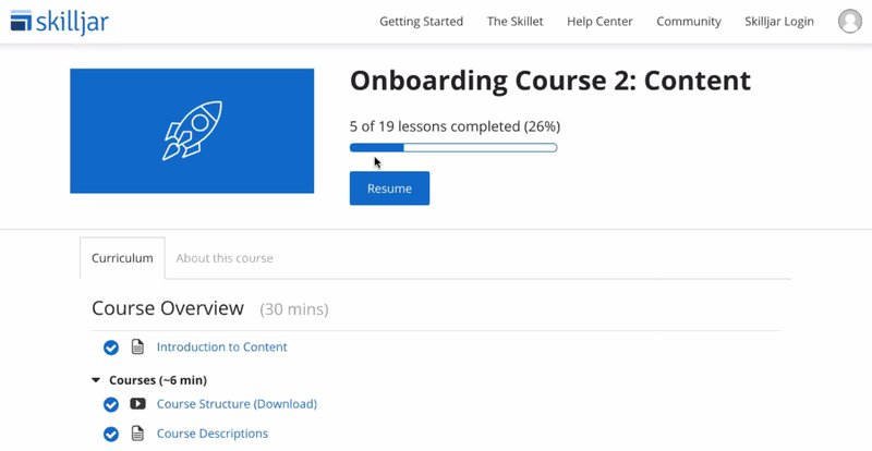 Overview of an onboarding course.