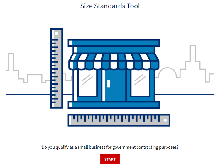 Screenshot of SBA's online company size measurement tool home page.