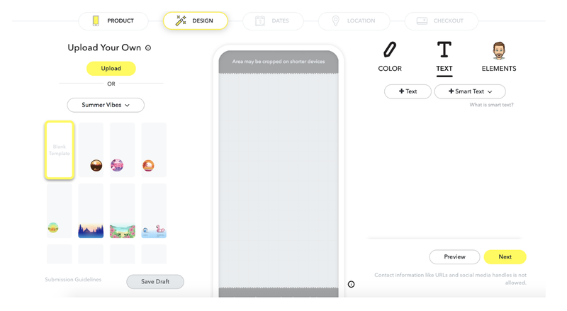 Snapchat's Create Your Own tool for Filter design.