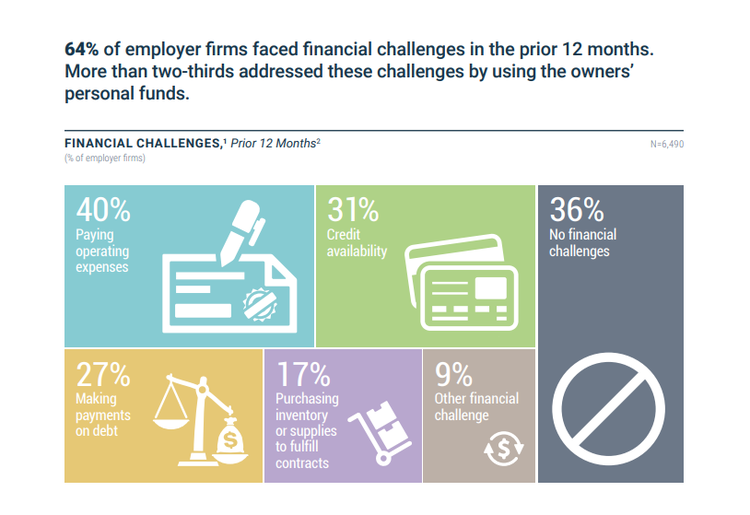 A graphic from the Small Business Credit Survey highlighting small business financial challenges.
