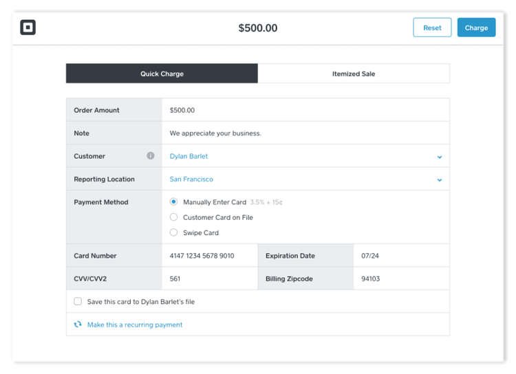 Square's recurring payments feature