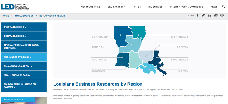 Louisiana's economic development website.