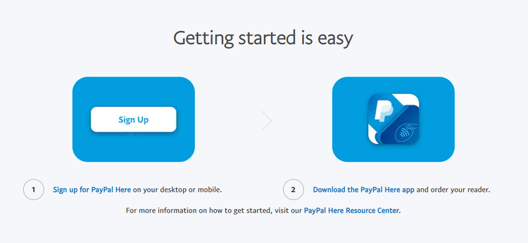 A screenshot of PayPal's two-step startup process.