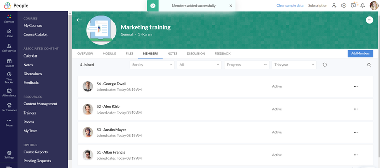 Zoho People lets you track training