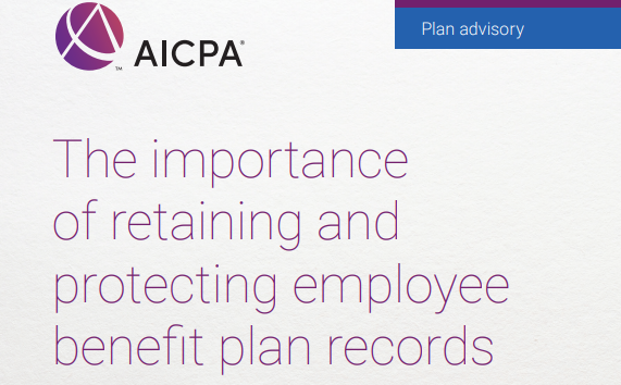 Screenshot of an AICPA guide to benefit plan record retention.