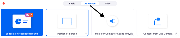 A screenshot of instructions on how to find the Advanced tab and then to select “music or computer sound only” in order to improve music quality.