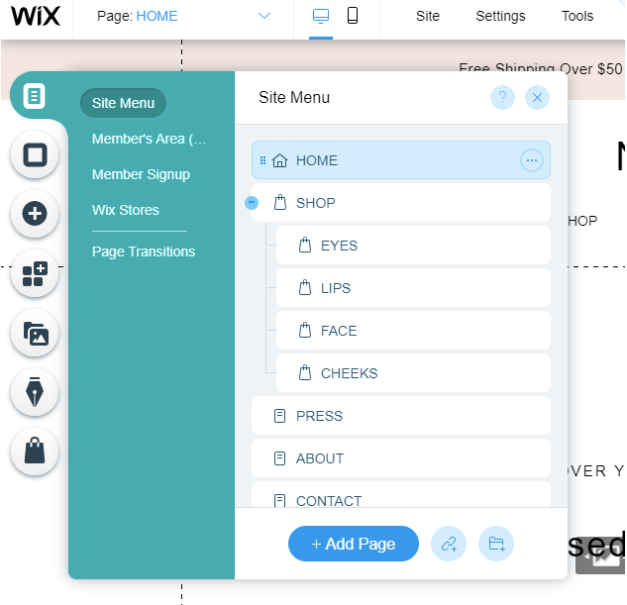 Wix&#x27;s editor tool