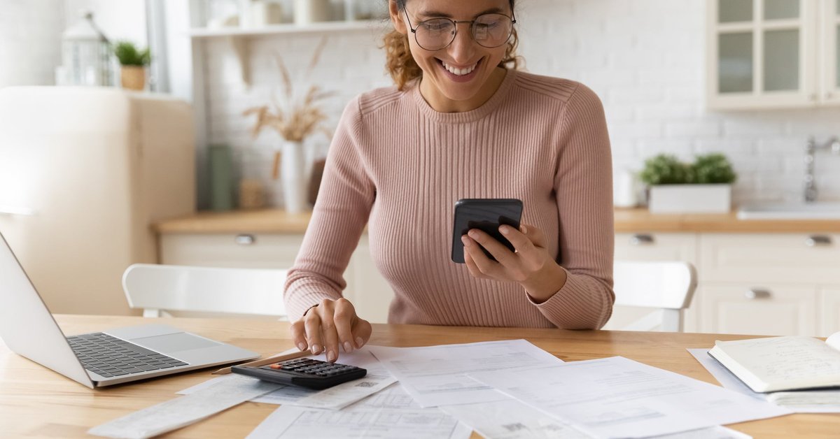 Woman working on her tax documents.
