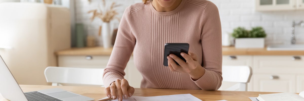 Woman working on her tax documents.