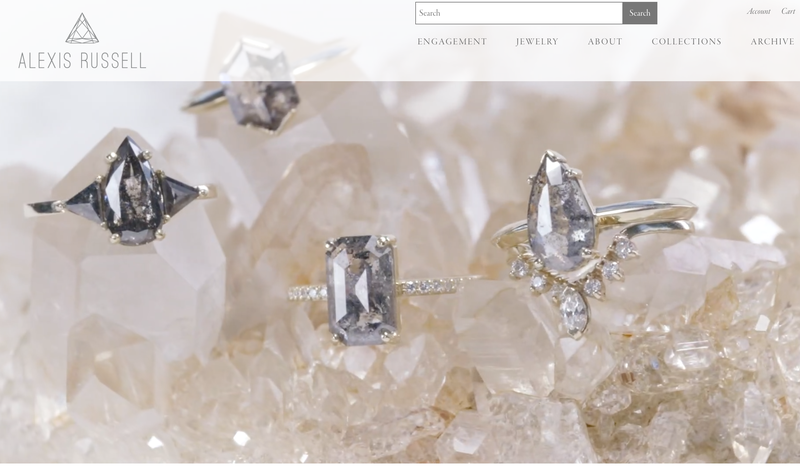 Alexis Russell's homepage showcasing her jewelry.