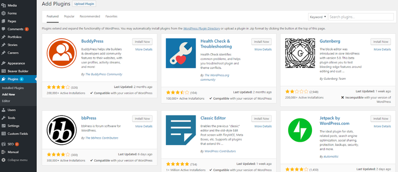 The WordPress plugin library, featuring apps for editing and troubleshooting.